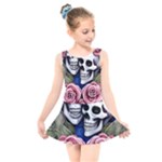 Skulls and Flowers Kids  Skater Dress Swimsuit