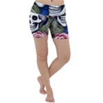 Skulls and Flowers Lightweight Velour Yoga Shorts