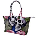 Skulls and Flowers Canvas Shoulder Bag