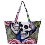 Skulls and Flowers Full Print Shoulder Bag