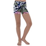 Skulls and Flowers Kids  Lightweight Velour Yoga Shorts