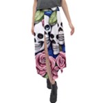 Skulls and Flowers Velour Split Maxi Skirt