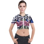 Skulls and Flowers Short Sleeve Cropped Jacket