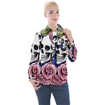 Skulls and Flowers Women s Long Sleeve Pocket Shirt