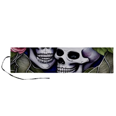 Skulls and Flowers Roll Up Canvas Pencil Holder (L) from ArtsNow.com