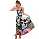 Skulls and Flowers Backless Maxi Beach Dress