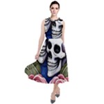 Skulls and Flowers Round Neck Boho Dress