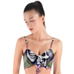 Skulls and Flowers Woven Tie Front Bralet