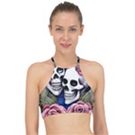 Skulls and Flowers Racer Front Bikini Top