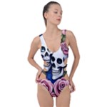 Skulls and Flowers Side Cut Out Swimsuit