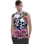 Skulls and Flowers Men s Regular Tank Top