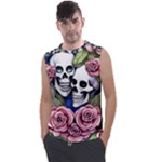 Skulls and Flowers Men s Regular Tank Top