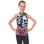 Skulls and Flowers Kids  Sleeveless Polo Tee