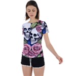 Skulls and Flowers Back Circle Cutout Sports Tee