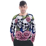 Skulls and Flowers Men s Long Sleeve Raglan Tee