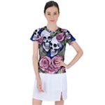 Skulls and Flowers Women s Sports Top