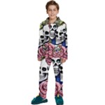 Skulls and Flowers Kids  Long Sleeve Velvet Pajamas Set