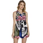 Skulls and Flowers Sleeveless High Waist Mini Dress