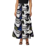 Skulls and Flowers Tiered Ruffle Maxi Skirt