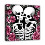 black and white rose sugar skull Mini Canvas 8  x 8  (Stretched)