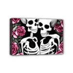 black and white rose sugar skull Mini Canvas 6  x 4  (Stretched)