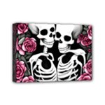 black and white rose sugar skull Mini Canvas 7  x 5  (Stretched)