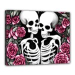 black and white rose sugar skull Canvas 20  x 16  (Stretched)