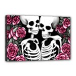 black and white rose sugar skull Canvas 18  x 12  (Stretched)