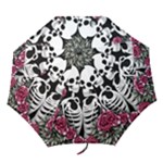 black and white rose sugar skull Folding Umbrellas