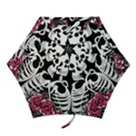 black and white rose sugar skull Mini Folding Umbrellas