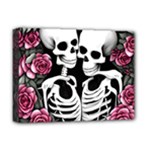 black and white rose sugar skull Deluxe Canvas 16  x 12  (Stretched) 