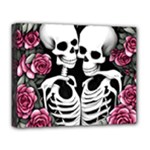 black and white rose sugar skull Deluxe Canvas 20  x 16  (Stretched)
