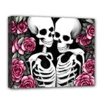 black and white rose sugar skull Deluxe Canvas 20  x 16  (Stretched)