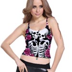 black and white rose sugar skull Spaghetti Strap Bra Top