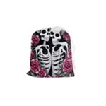 black and white rose sugar skull Drawstring Pouch (Small)