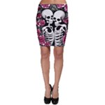 black and white rose sugar skull Bodycon Skirt