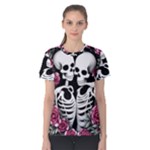 black and white rose sugar skull Women s Cotton Tee