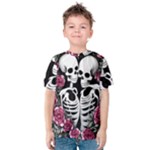 black and white rose sugar skull Kids  Cotton Tee