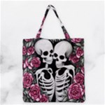 black and white rose sugar skull Grocery Tote Bag