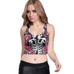 black and white rose sugar skull Racer Back Crop Top