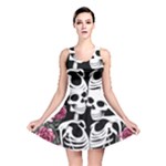 black and white rose sugar skull Reversible Skater Dress