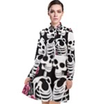 black and white rose sugar skull Long Sleeve Chiffon Shirt Dress