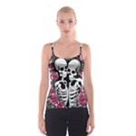 black and white rose sugar skull Spaghetti Strap Top