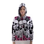 black and white rose sugar skull Women s Hooded Windbreaker