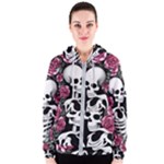 black and white rose sugar skull Women s Zipper Hoodie