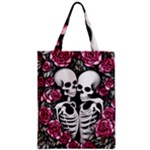 black and white rose sugar skull Zipper Classic Tote Bag