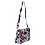 black and white rose sugar skull Shoulder Bag with Back Zipper