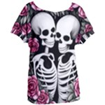 black and white rose sugar skull Women s Oversized Tee