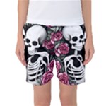 black and white rose sugar skull Women s Basketball Shorts