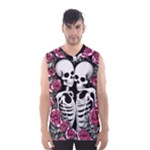 black and white rose sugar skull Men s Basketball Tank Top